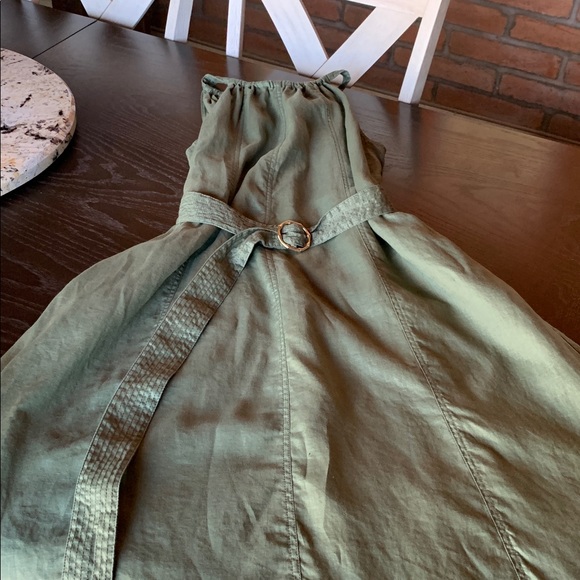 Tommy Bahama halter maxi dress linen pockets size large olive green flowy boho - Picture 6 of 16